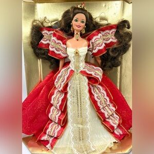Barbie Holiday Special Edition 1997 Red Dress Brunette Doll New Partial Package